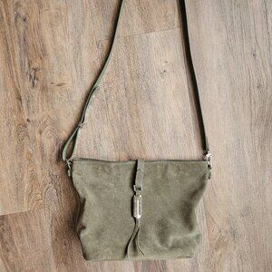 Stella & Dot Covet Sunday Bag Green Suede Crossbody Purse Handbag Shoulder Bag